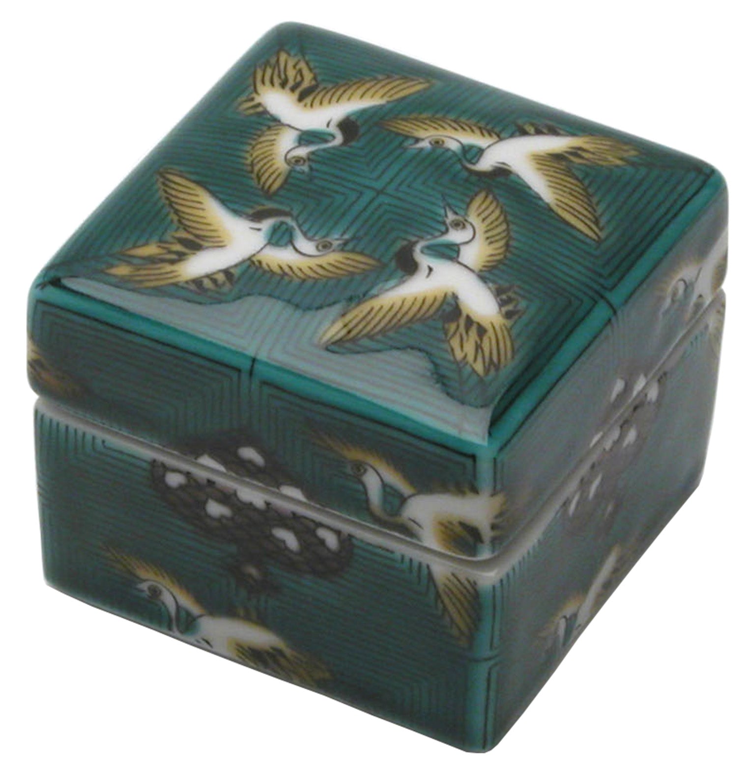 萬古作　雲鶴模様　手塩皿　１０客　保存箱　MA１４３ 萬古作 雲鶴模様 手塩皿 10客 保存箱 MA143 萬古焼】 雲鶴角