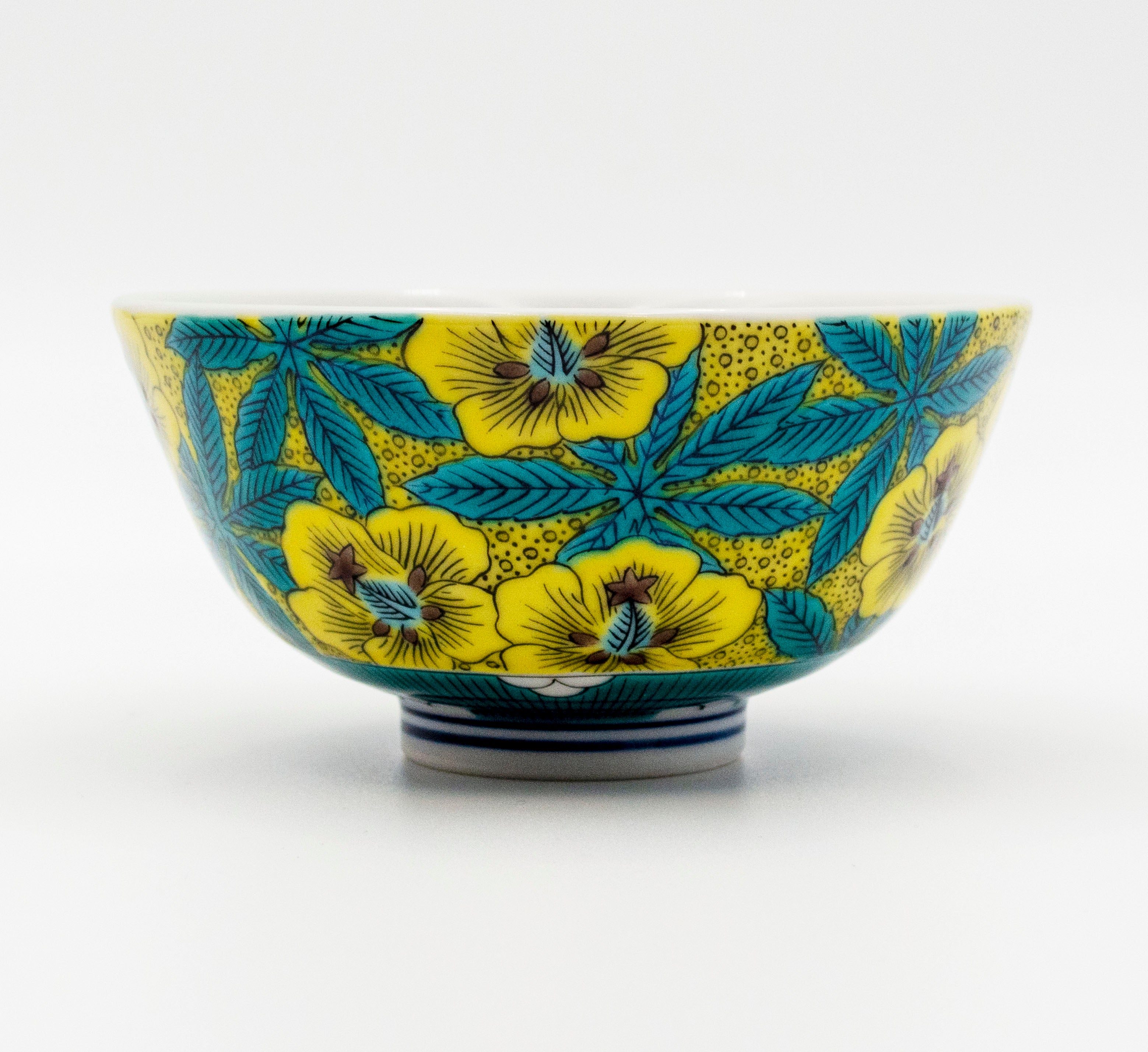 【こんぺいとう】 青色中華風ネコ #48 & おすわりひまわり 色絵飯碗 吉田屋風葵 SK-231 – SEIKOU ONLINE