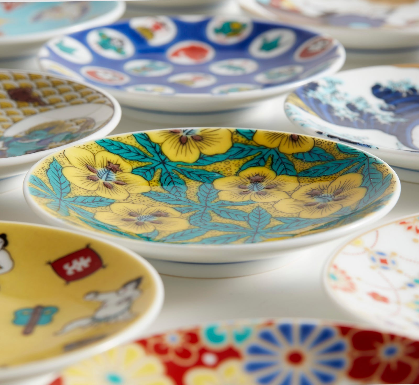 神農巌作　辰砂 角皿　6枚セット 神農巌作辰砂 角皿6枚セット