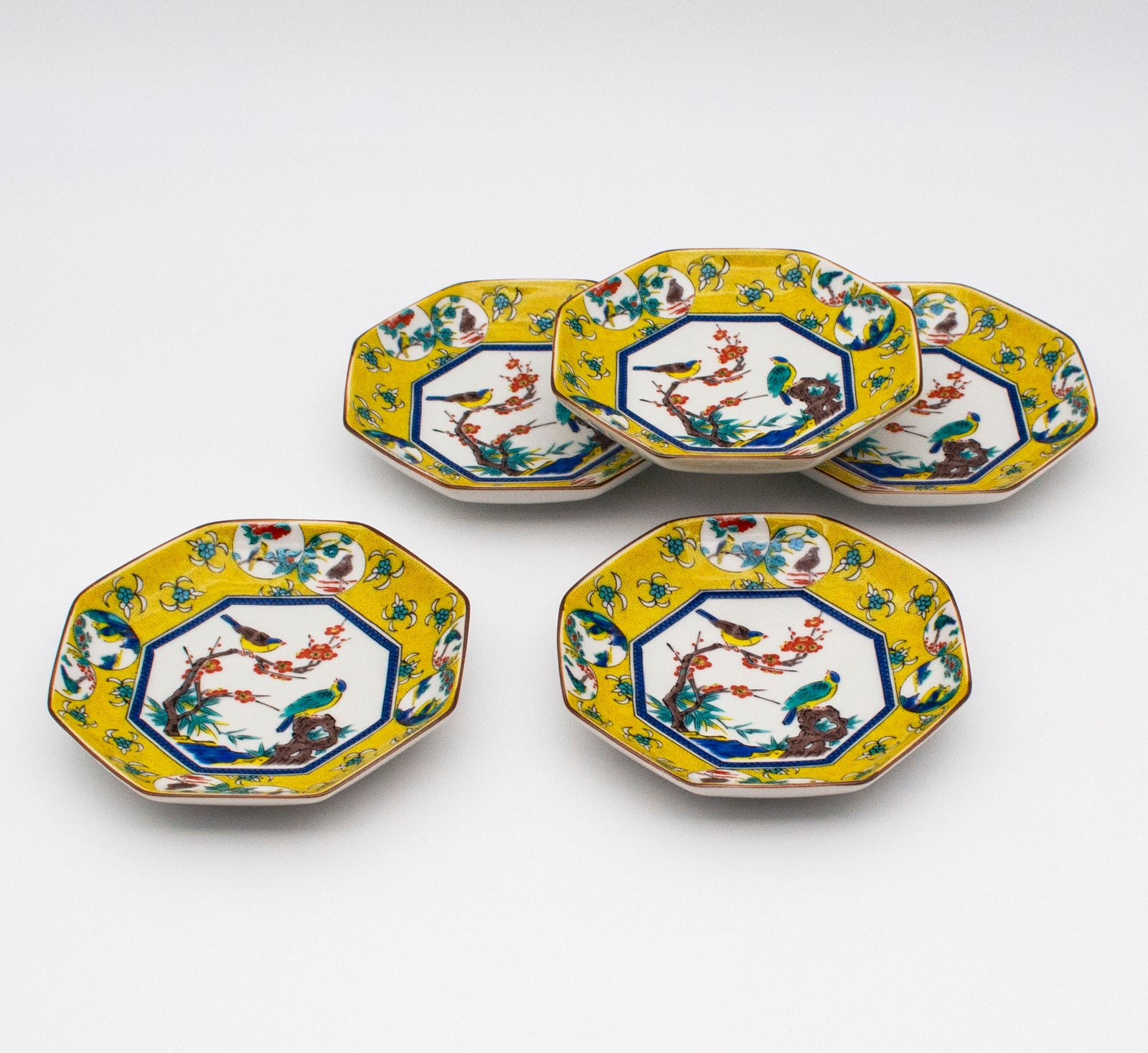 時代物 角富 花草紋 色絵 錦手 小皿 10客 MO70115 時代物 角富 花草紋 色絵 錦手 小皿 10客 MO70115