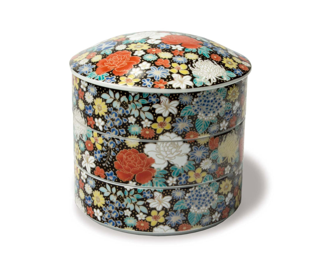 色絵三段重箱 花詰（黒） SK-457 – SEIKOU ONLINE