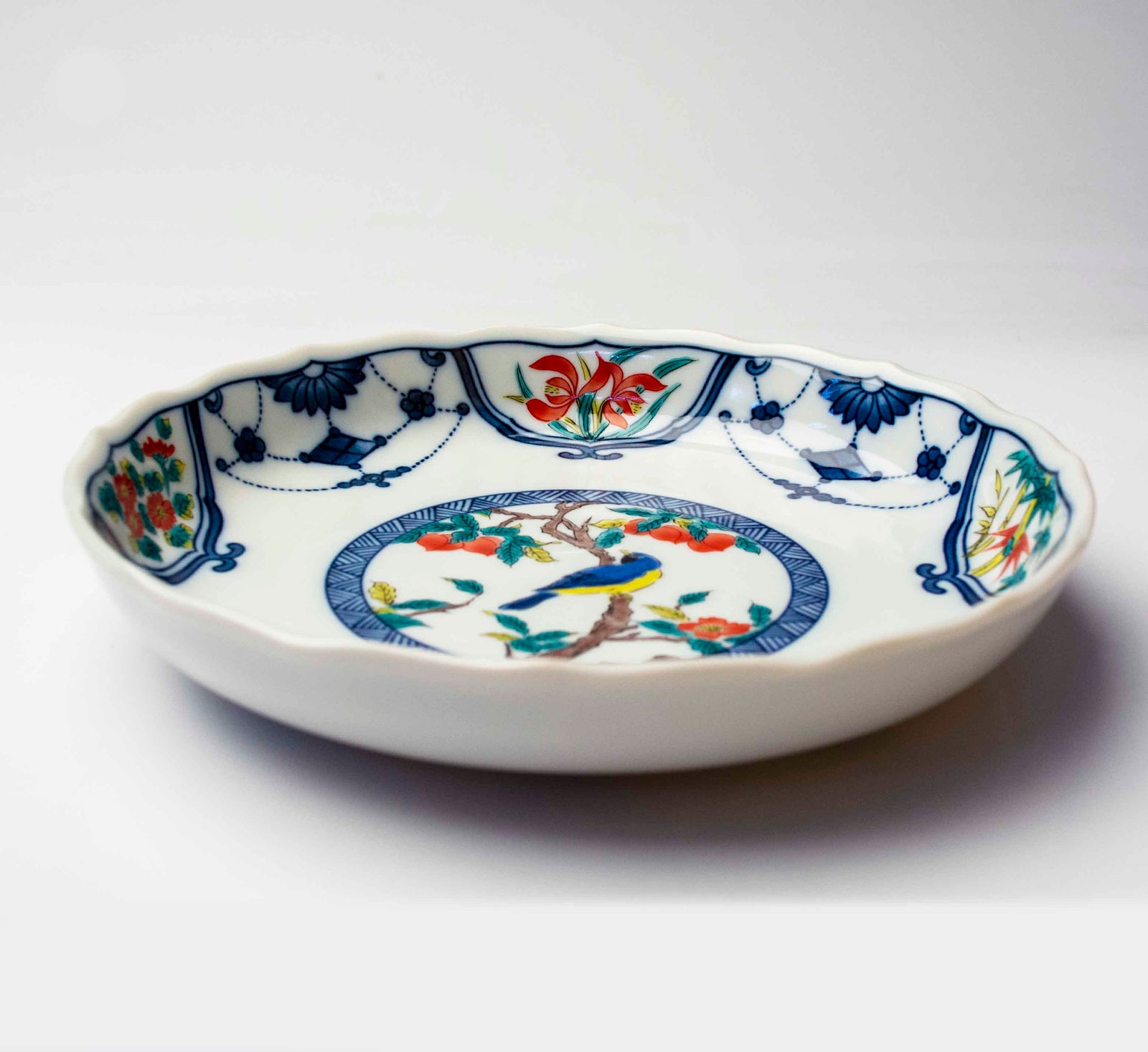 6号皿揃 染付瓔珞紋花鳥 SK-041 – SEIKOU ONLINE