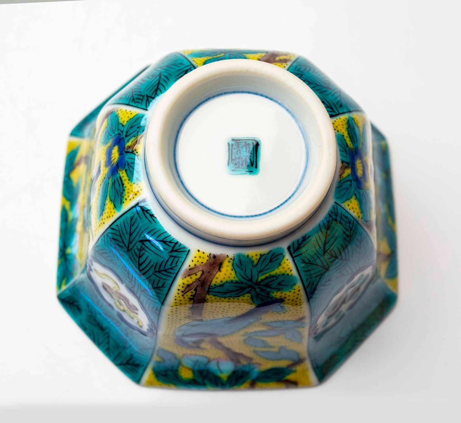 九谷焼　新品　6号皿　吉田屋風桃に鳥　中皿　2枚 6号皿揃 吉田屋風桃に鳥/青郊窯