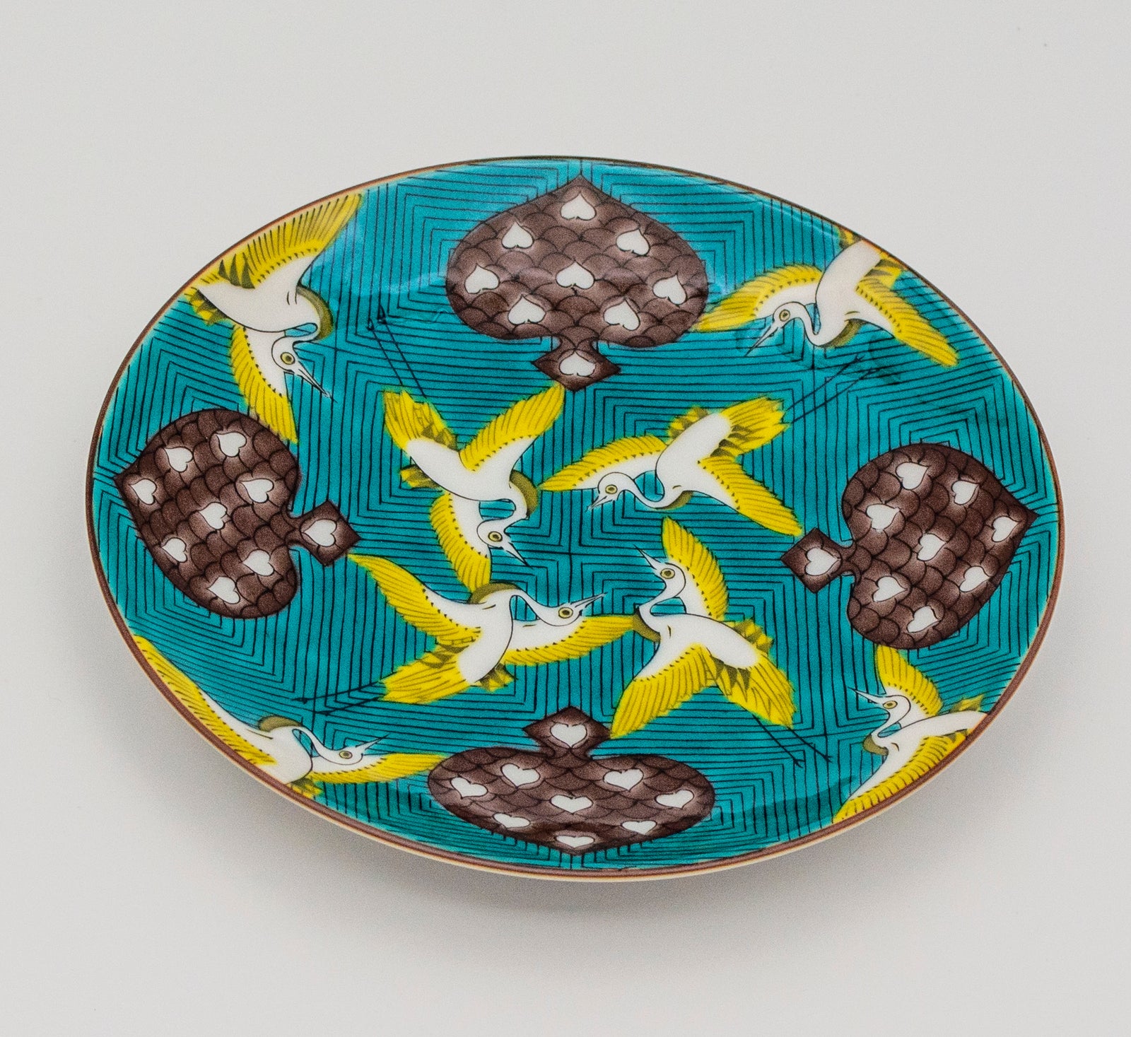 古九谷　青手　小皿　古箱付き　N9-3M 古九谷青手小皿古箱付きN9-3M