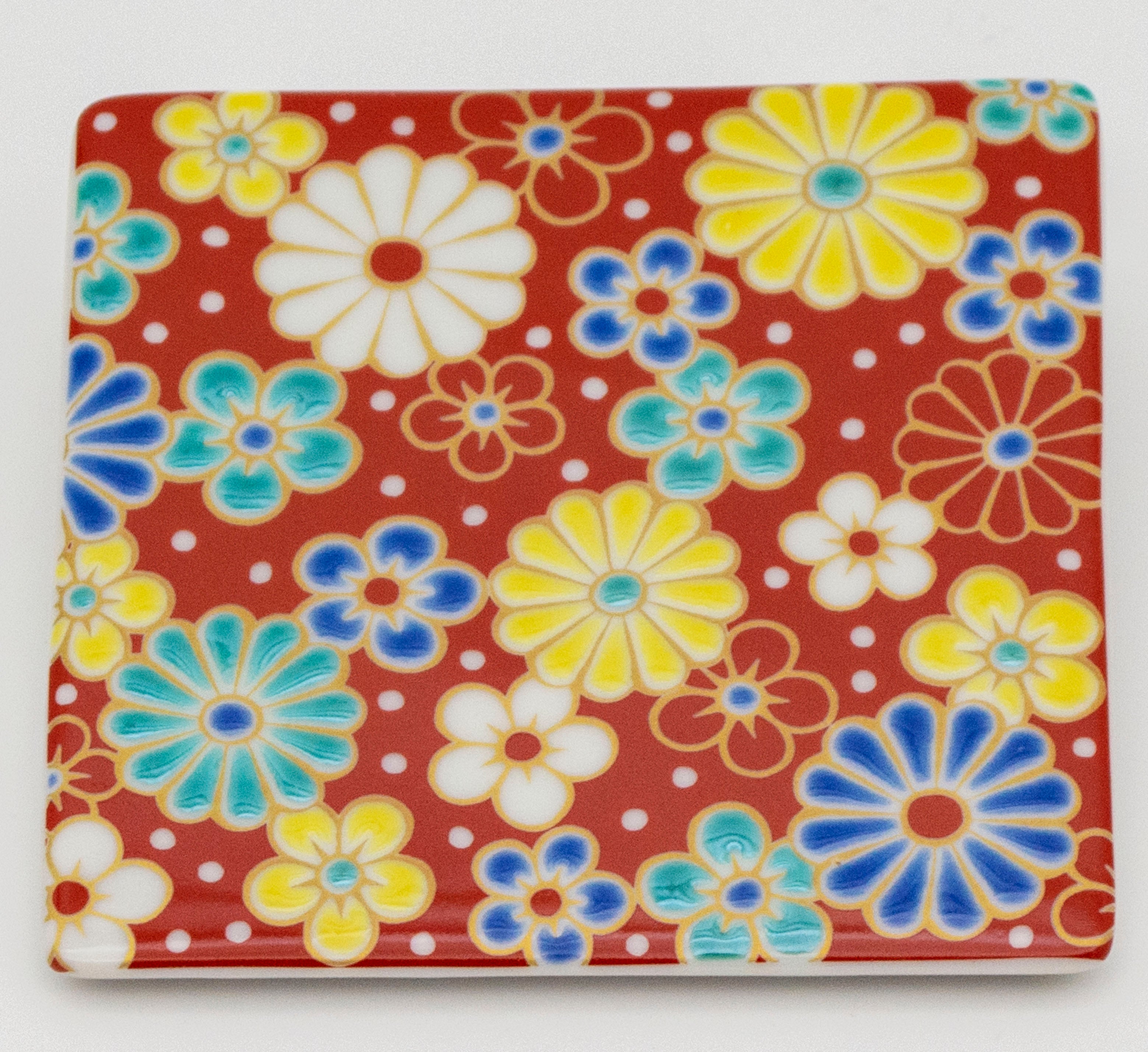 SQUARE PLATE ~色絵角平皿兼コースター~ 九谷焼 青郊窯 – SEIKOU SQUARE PLATE ~色絵角平皿兼コースター~ 九谷焼 青郊窯 – SEIKOU