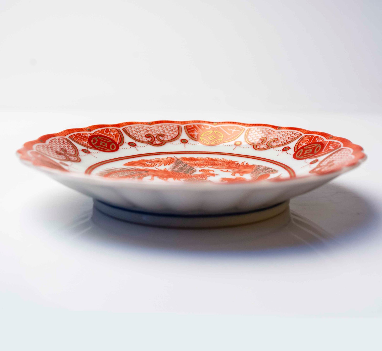 九谷焼　新品　4号皿　時代画風　飯田屋　小皿　5枚 4号皿揃 染付瓔珞時代画風 九谷焼 皿 5枚セット 取り皿 和食器